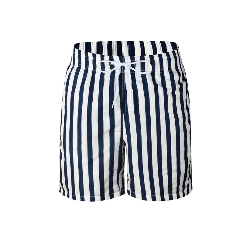 Short Praia Masculino Listrado com Sunga Interna